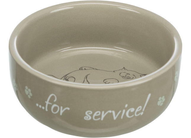 Trixie Keramiknapf Katze Thanks for Service 11 cm - hochwertiger und dekorativer Napf für Katzen mit süssem Design