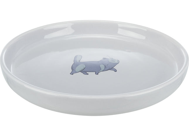Flacher breiter Keramiknapf in Grau für Katzen von Trixie