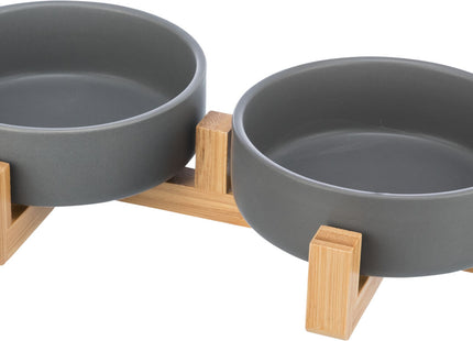 Keramikholz-Napfset in Grau-Natur für stilvolles Füttern