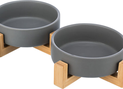 Keramikholz-Napfset in Grau-Natur für stilvolles Füttern
