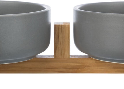 Keramikholz-Napfset in Grau-Natur für stilvolles Füttern