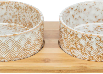 Keramik-Bambus Napfset in Weiss und Hellbraun von Trixie