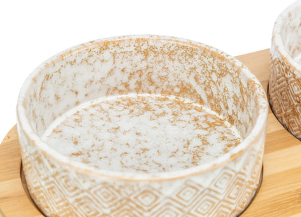 Keramik-Bambus Napfset in Weiss und Hellbraun von Trixie