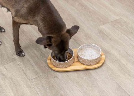 Keramik-Bambus Napfset in Weiss und Hellbraun von Trixie