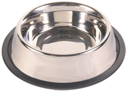 Trixie Edelstahlnapf mit Gummiring - hochwertiger Hundenapf aus Edelstahl mit rutschfestem Gummiring