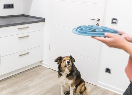 Blau gestreifte Slow Feeding Matte für Haustiere von Trixie