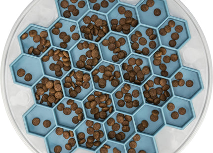 Langsames Fressen: Graue Kunststoff-Futterplatte von Trixie mit Bienenwaben-Design
