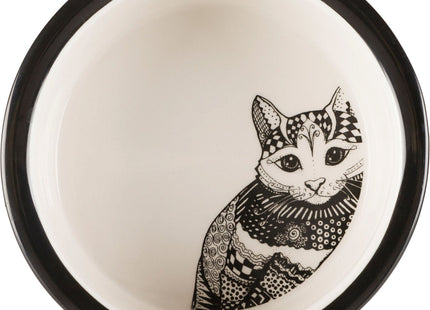 Keramiknapf mit Zentangle-Muster in Weiss und Schwarz