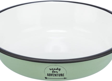 Grüner flacher Napf aus Edelstahl von Trixie für Haustiere