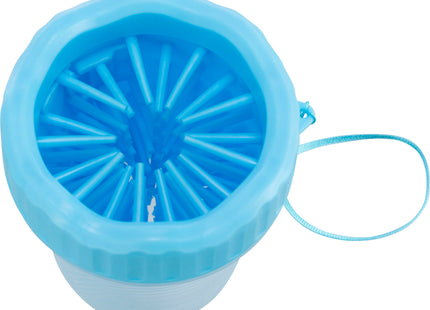 Praktischer blauer Pfotenreiniger aus Silikon für saubere Hundepfoten