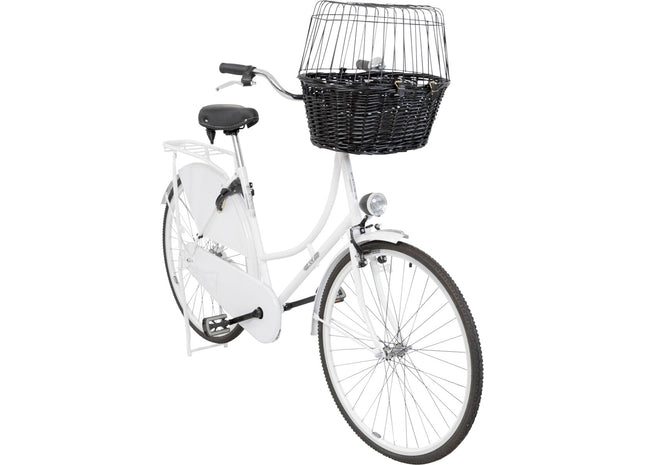 Schwarzer Fahrradkorb von Trixie mit Gitter für sicheren Transport