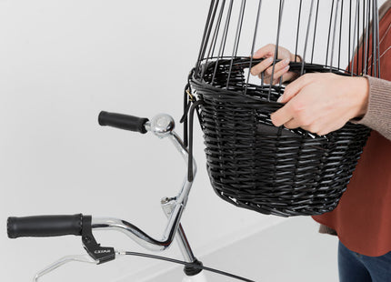 Schwarzer Fahrradkorb von Trixie mit Gitter für sicheren Transport