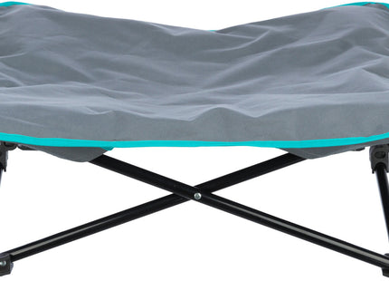 Bequemes Campingbett für Hunde in Dunkelgrau-Petrol