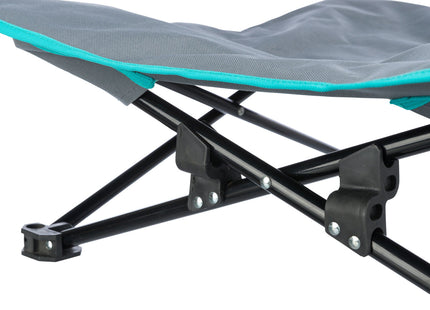 Bequemes Campingbett für Hunde in Dunkelgrau-Petrol