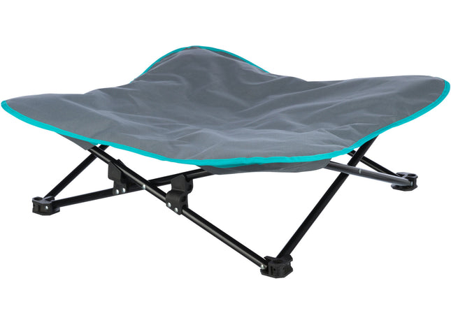 Bequemes Campingbett für Hunde in Dunkelgrau-Petrol