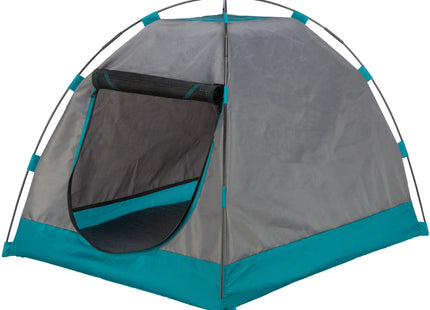 Gemütliches Zelt für Hunde in Dunkelgrau-Petrol, ideal für entspannte Ruhepausen