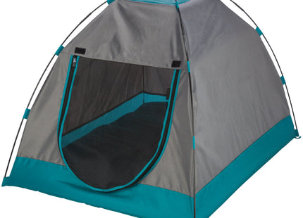 Gemütliches Zelt für Hunde in Dunkelgrau-Petrol, ideal für entspannte Ruhepausen