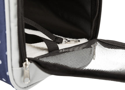 Moderne blaue und graue Trixie-Tasche Bonny für unterwegs