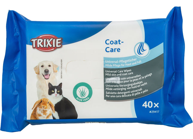 Trixie Universal-Pflegetücher 40 Stück - Reinigungstücher für Haustiere, sanfte Pflege, vielseitig einsetzbar