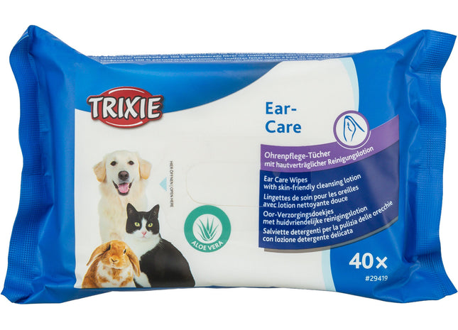 Trixie Ohrenpflege-Tücher, 40 Stk. - Reinigungstücher für die Ohrenpflege von Haustieren