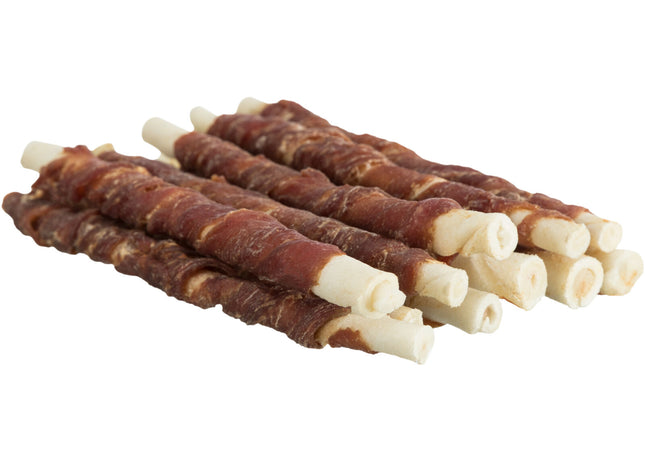 Trixie Denta Fun Duck Chewing Rolls, 3 Stück, 240 g, 12 cm - Leckere Enten-Kaurollen für Hunde zur Zahnpflege