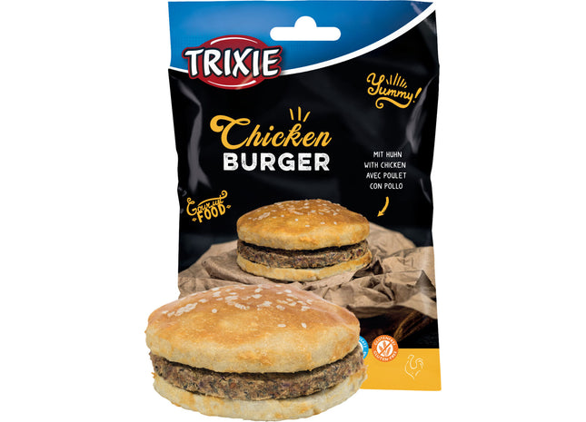 Trixie Chicken Burger 6 Stk. à 140 g 9 cm - hochwertige Hundefutter Leckerbissen