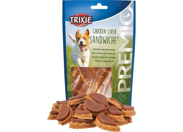 Trixie PREMIO Chicken Liver Sandwiches 100g - Leckere Hunde-Snacks mit Hühnerleberfüllung