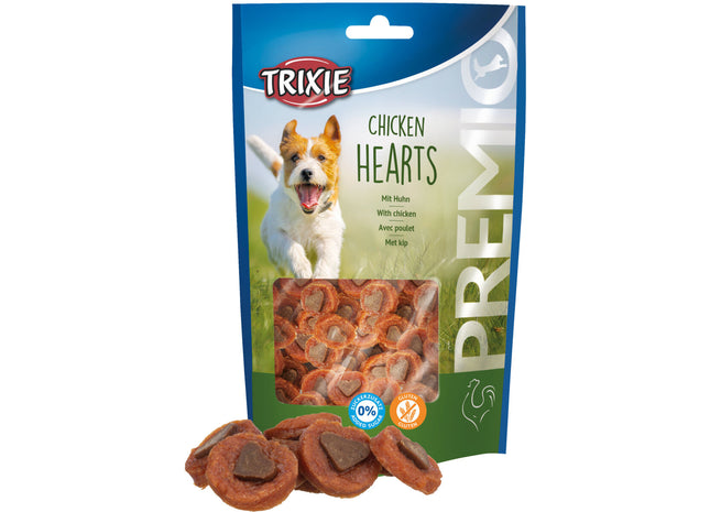 Trixie PREMIO Chicken Hearts mit Huhn 100 g - Hochwertiges Hundefutter mit leckeren Hühnerherzen