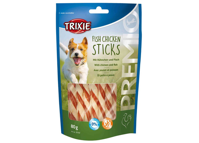 Trixie PREMIO Fish Chicken Sticks 6 Stk. à 80 g - Leckere Snacks für Katzen und Hunde