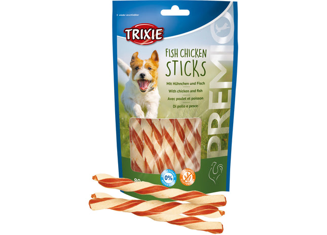 Trixie PREMIO Fish Chicken Sticks 6 Stk. à 80 g - Leckere Snacks für Katzen und Hunde