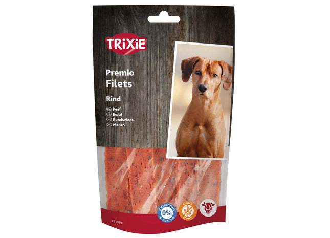 Trixie PREMIO Filets Rind 80g - Leckere Rindfleisch Filets für Hunde, 80g Packung