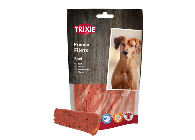 Trixie PREMIO Filets Rind 80g - Leckere Rindfleisch Filets für Hunde, 80g Packung