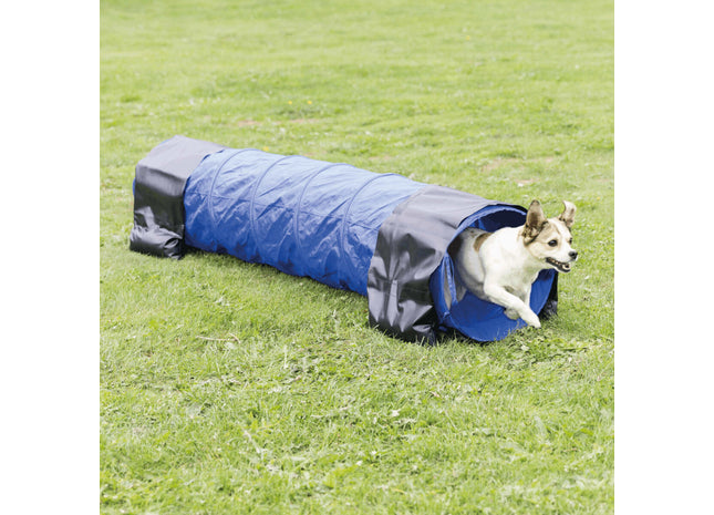 Agility-Tunnel für Hunde in Dunkelblau, robustes Nylonmaterial