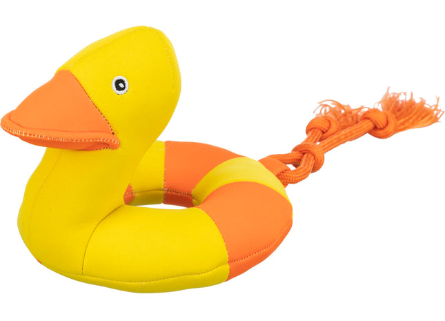Trixie Aqua Toy Ente am Seil aus Stoff, 20 cm / 36 cm, Spielzeug für Hunde