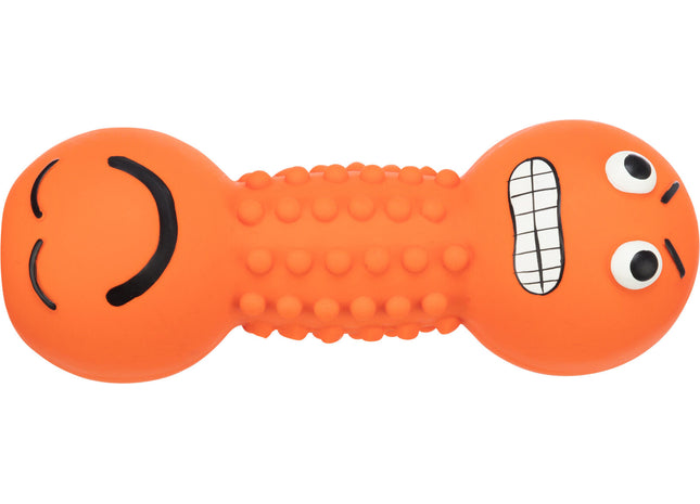 Trixie Smiley-Hantel aus Latex, 19 cm - lustiges Hundespielzeug mit Smiley-Gesicht für stundenlangen Spielspass