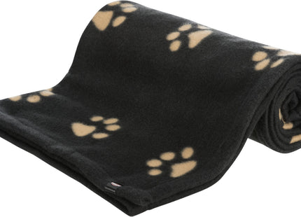Trixie Fleecedecke Barney – schwarz mit Pfotenmuster