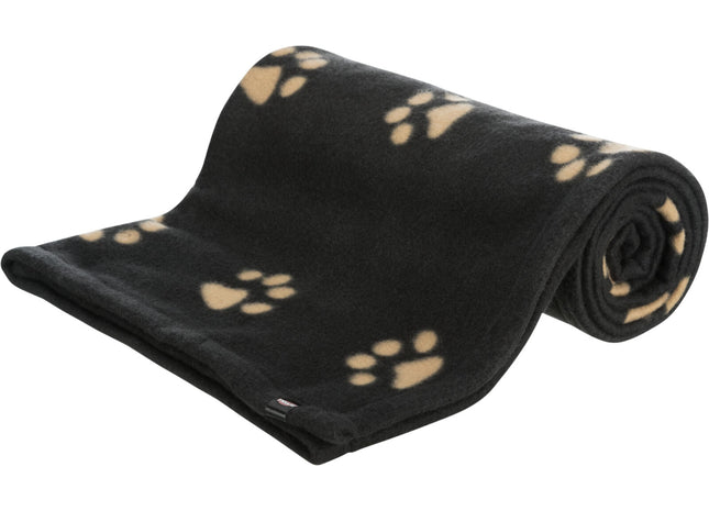 Trixie Fleecedecke Barney – schwarz mit Pfotenmuster
