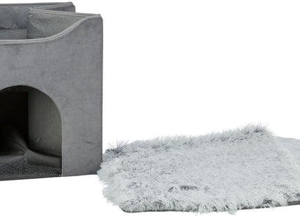 Trixie Höhle Harvey – Kuschelhöhle grau/weiss-schwarz