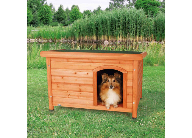 Trixie Natura Flachdach-Hundehütte - braun, 85x58x60 cm
