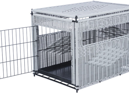 Trixie Home Kennel - Hundehaus Polyrattan hellgrau M