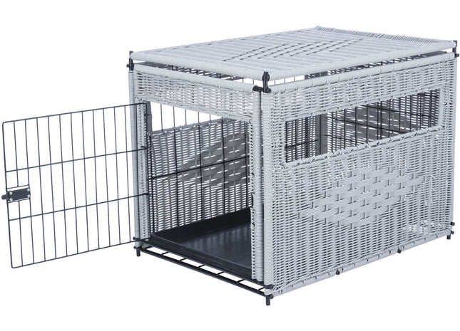 Trixie Home Kennel - Hundehaus Polyrattan hellgrau M