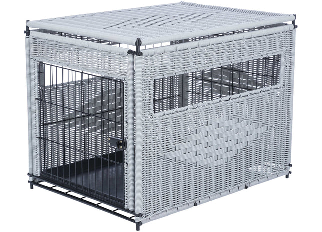 Trixie Home Kennel - Hundehaus Polyrattan hellgrau M