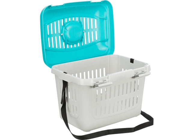 Trixie Midi-Capri Transportbox - 44 cm, türkis/silber