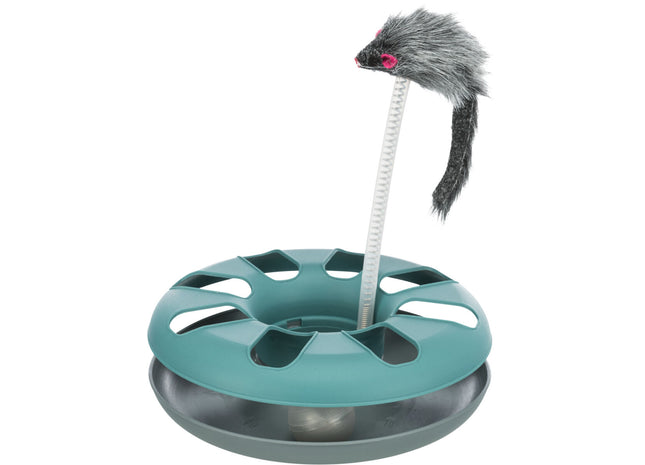 Trixie Spielring mit Fellmaus, 24 cm - Interaktives Katzenspielzeug mit kuscheliger Fellmaus für stundenlangen Spielspass