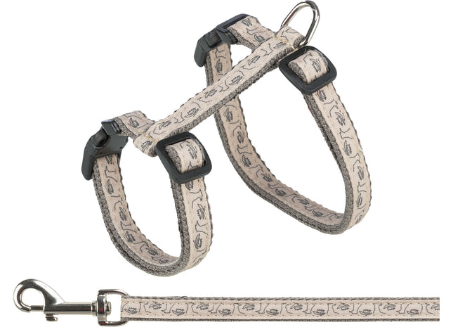 Trixie Katzengeschirr mit Leine - grau beige, verstellbar