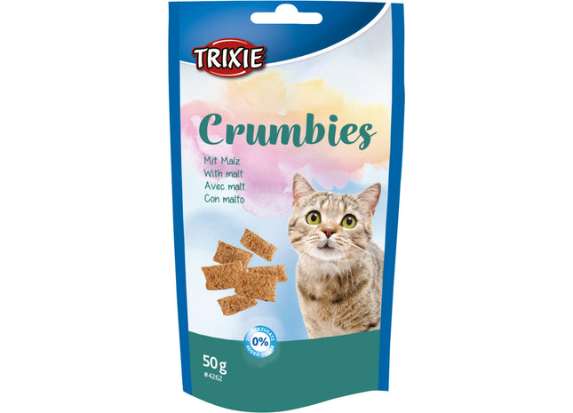 Trixie Crumbies Malz Leckerlis 6 Stück 50g - hochwertiges Katzenfutter Snack für Katzenliebhaber