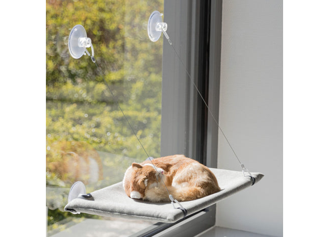 Trixie Fenster-Liegeplatz - Velours, grau, 50×30cm