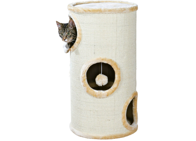 Beige Katzenturm mit Sisal für stundenlangen Spielspass