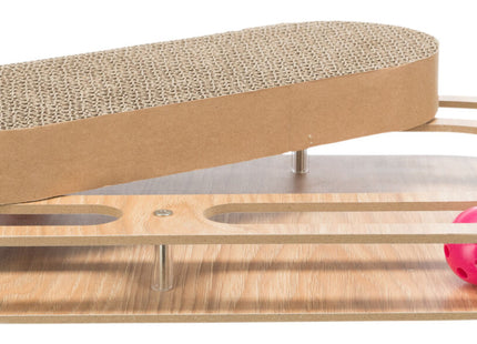 Trixie Kratzpappe mit Spielzeug Katzenminze Holz