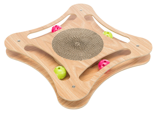 Trixie Kratzpappe Holz mit Spielbällen 35×4×35cm